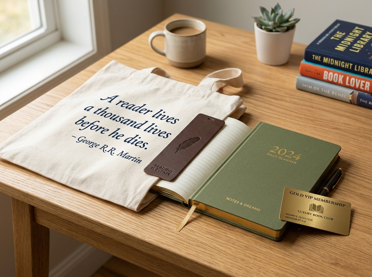 Hadiah bonus eksklusif totebag, bookmark kulit, planner 2024
